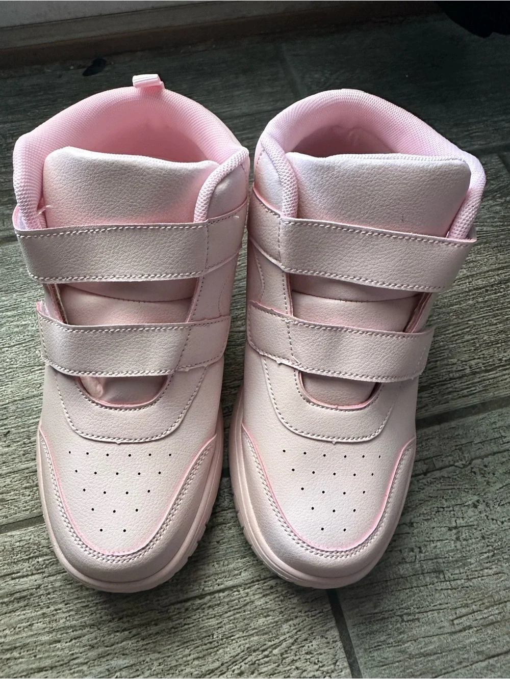 Kids Pink High-Top Athletic Shoes with Velcro Straps